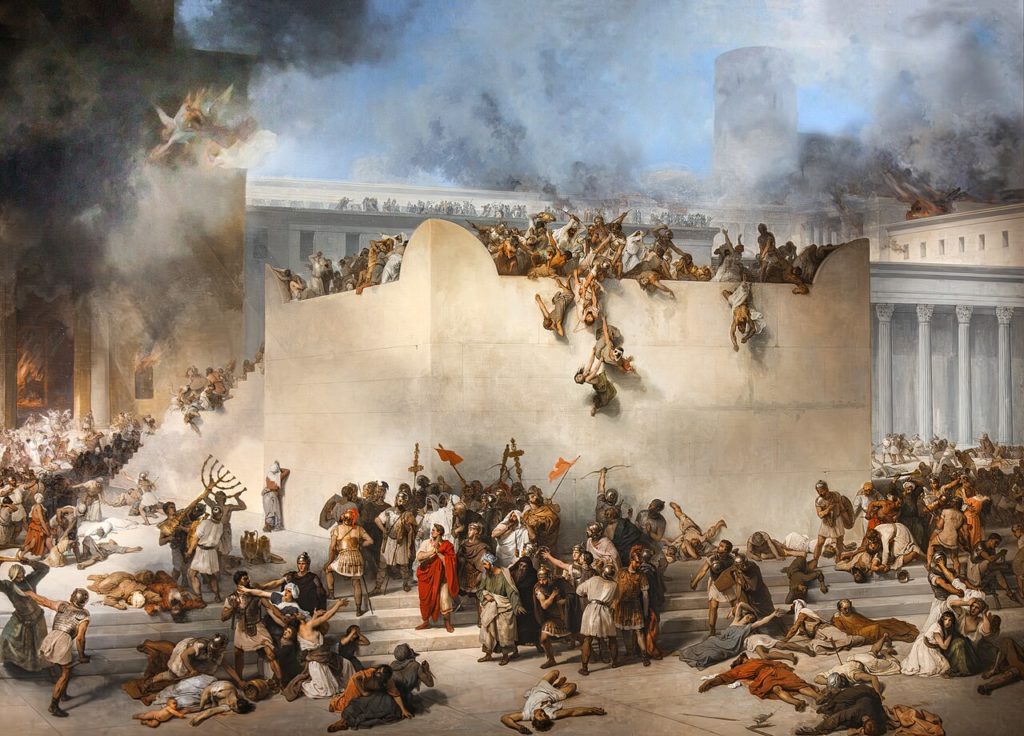 Tableau de Francesco Hayez représentant la destruction du temple de Jérusalem